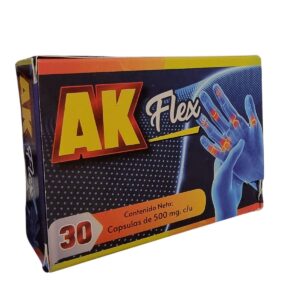 AK Flex, caja con 30 cápsulas de 500 mg c/u